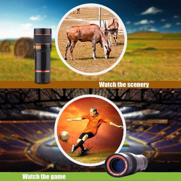 HD 8X Clip On Optical Zoom Telescope Camera Lens For Universal Mobile Cell Phone - Image 2