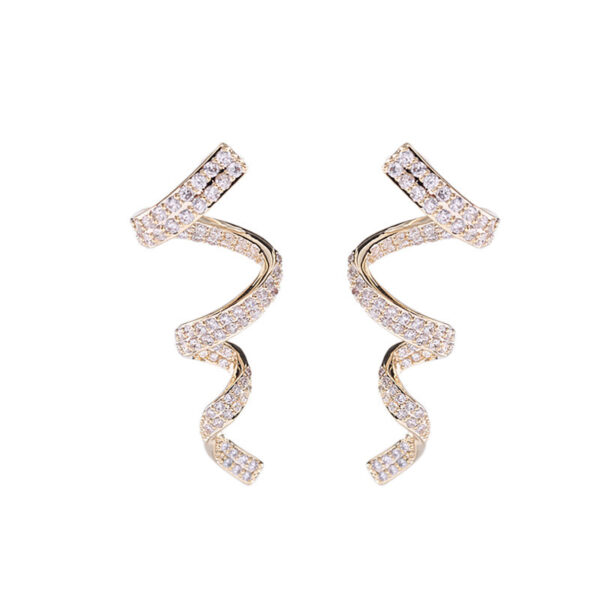 Cold Wind Zircon Minimally Personalized Spiral Wire Earrings - Image 6
