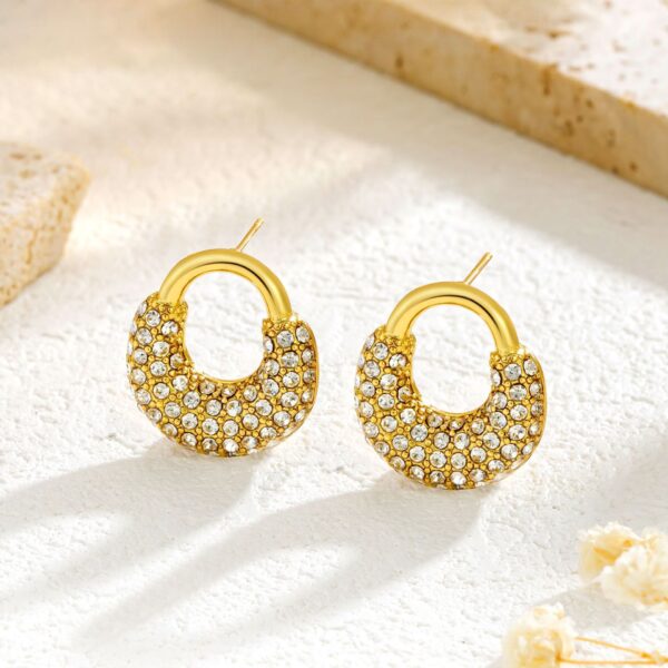 Fashion Shape Diamond-studded Design Titanium Steel Earrings - Image 2