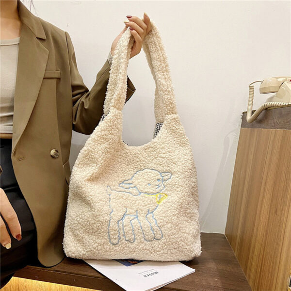 Lamb Bags Winter Shoulder Bag For Women Shopping Hnadbags - Image 2